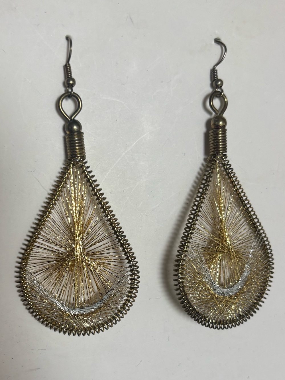 Gold and Silver Teardrop Thread Earrings - Women Jewelry